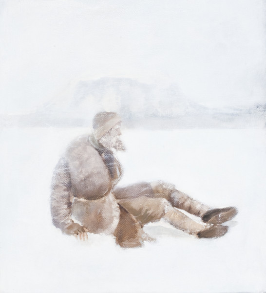 “Sunnan til Herðubreiðar” This work belongs to a series, made from the poem "Áfangar" by Jón Helgason, where I made a painting to each verse. This painting corresponds to a verse that describes the hardships endured by one Iceland’s most celebrated outlaws: Fjalla-Eyvindur, who spent winters alone, in a hole in the ground, up in the highlands.