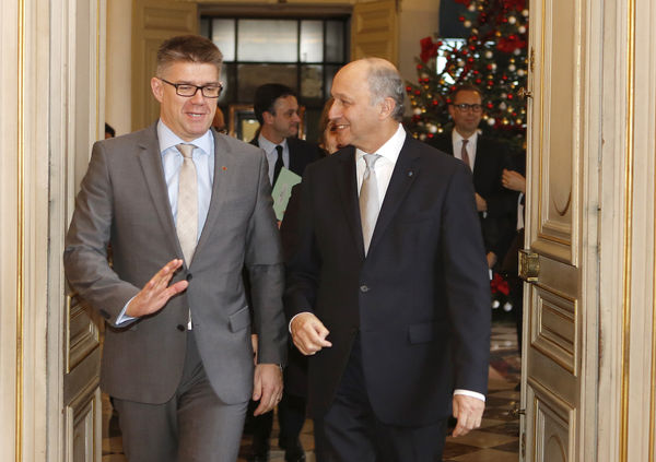 Foreign Ministers Gunnar Bragi and Laurent Fabius