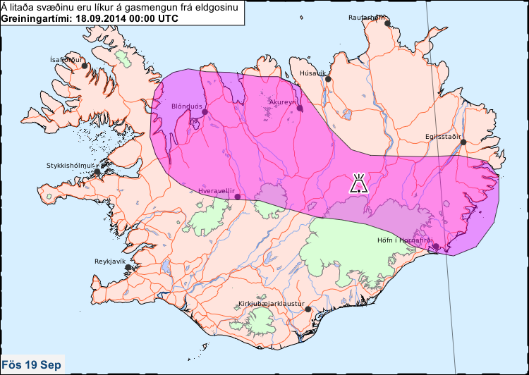 Sulphur Dioxide Cloud Moving West And South