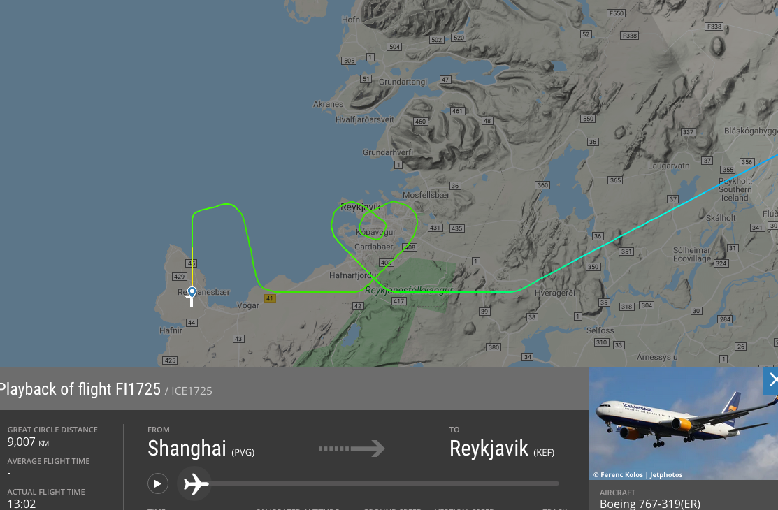 Plane Returning With Medical Supplies From China Draws Heart Over Reykjavik