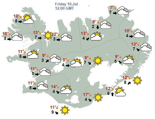 Iceland’s Weekend Forecast: Warm And Sunny, Then Warm And Rainy