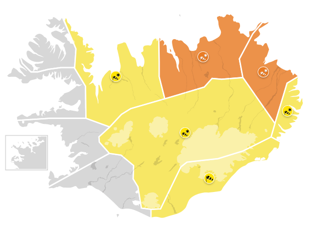 From Iceland - Warning of severe weather for the North and East in force, snowfall in the North