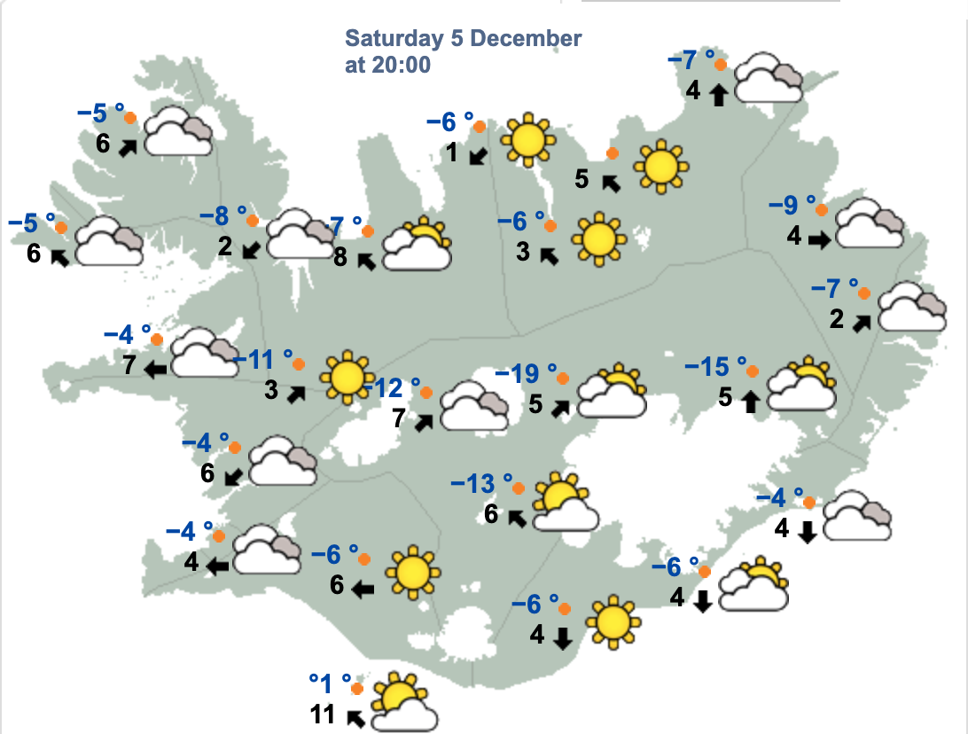From Iceland – The weather will be colder, all the way down to -20 ° C