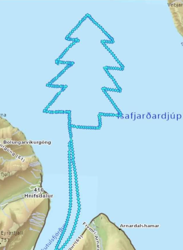 Ísafjarðardjúpur Rescue Crew Creates Giant Christmas Tree