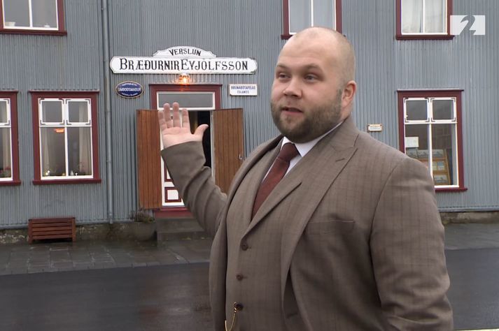From Iceland - His suit is scarce and he is selling books by the kilo