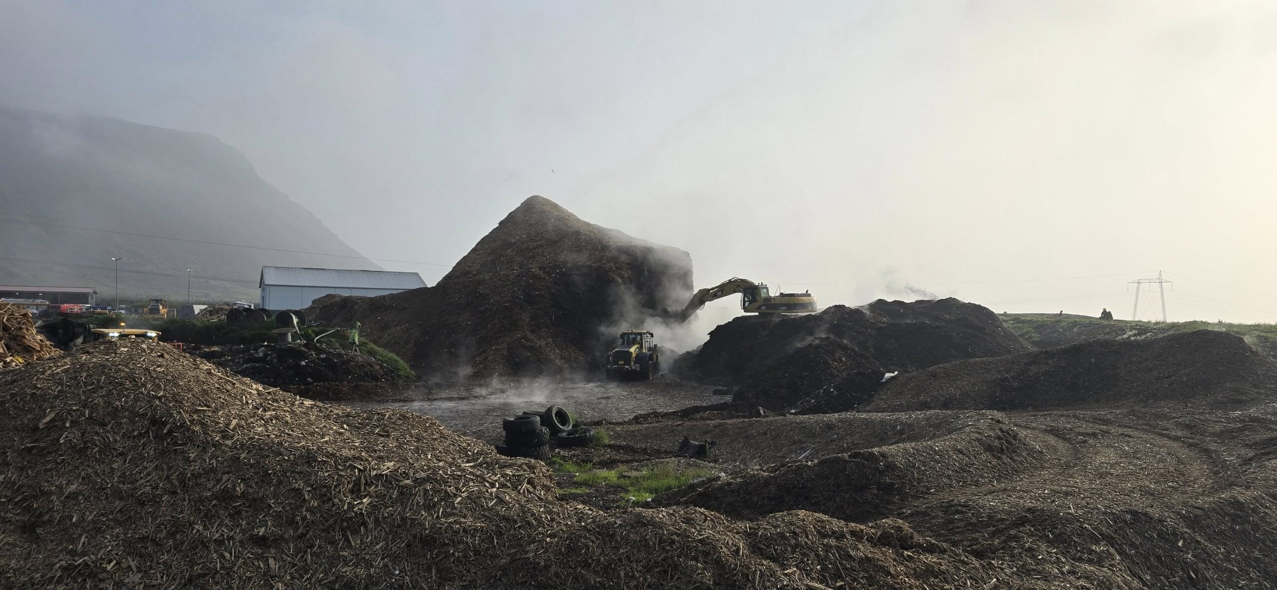 Woodchip Fire Still Smouldering After 24 Hours