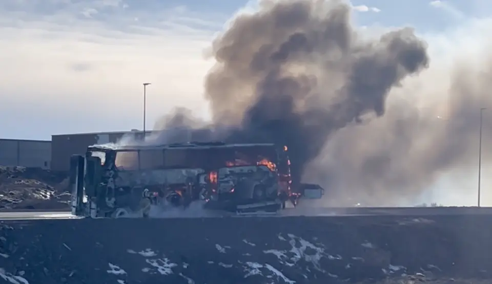 Bus Burns To The Ground In Hafnarfjörður