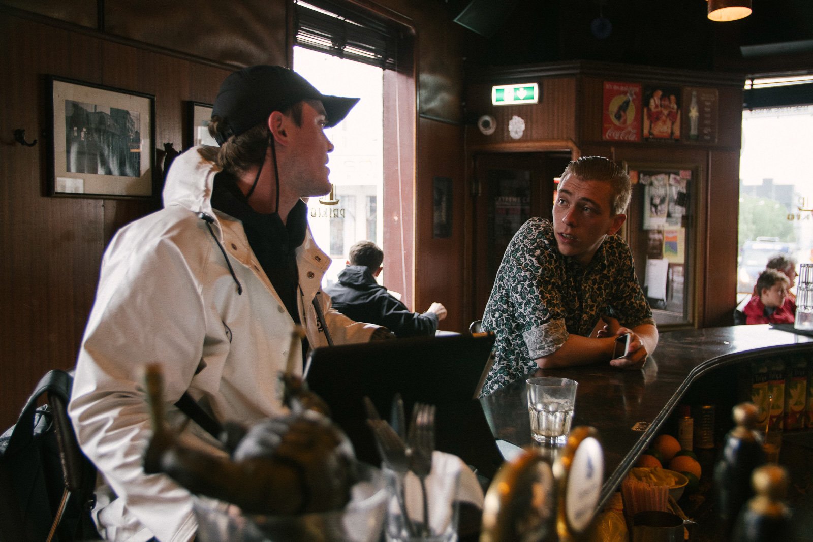 Geoff and Sindri (also a manager at Prikið) enjoy  a breakfast at Prikið whilst discussing some business.