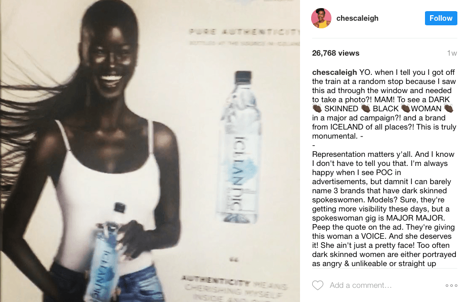 Icelandic Glacial Water Praised For Using Black Model In Ad