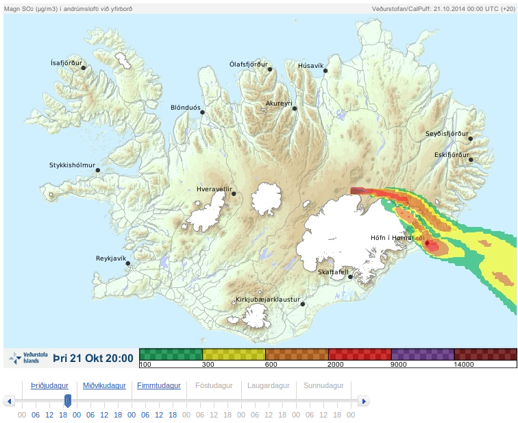 Heavy Volcanic Eruption Pollution In Southeast Iceland