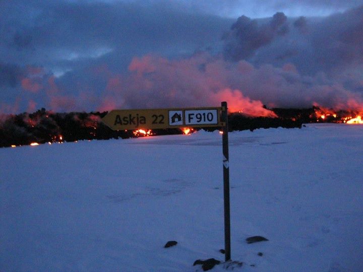 Lava Swallows Unsuspecting Sign Post