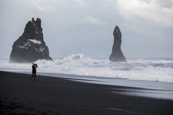 Tourists In Grave Danger During Rock Storm At Black Sand Beach
