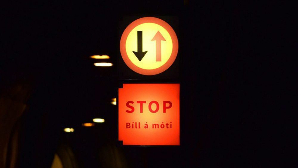 Icelandic Stop Sign Instead Of Traffic Lights